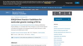 
                            4. EMQN Best Practice Guidelines for molecular genetic testing of SCAs ...