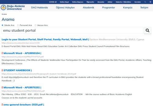 
                            9. emu student portal | Arama | Doğu Akdeniz Üniversitesi (DAÜ), Kıbrıs