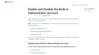 
                            6. Enable and Disable the Built-in Administrator Account | Microsoft Docs