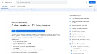 
                            7. Enable cookies and SSL in my browser - AdSense Help