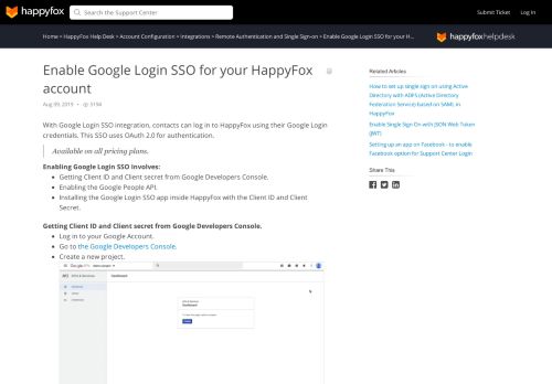 
                            13. Enable Google Login SSO for your HappyFox account - HappyFox ...