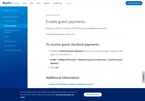 
                            4. Enable guest payments - PayPal Developer