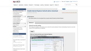 
                            6. Enable Internet Explorer ActiveX add-on download - ACTi Corporation