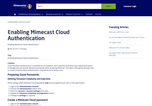 
                            8. Enable Mimecast Cloud Authentication | Mimecaster Central