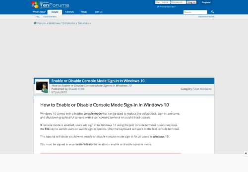 
                            1. Enable or Disable Console Mode Sign-in in Windows 10 | Tutorials ...