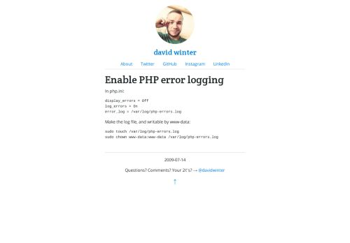 
                            5. Enable PHP error logging - david winter