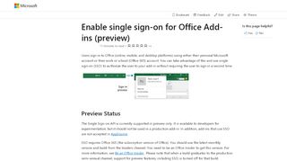 
                            5. Enable single sign-on for Office Add-ins - Microsoft Docs