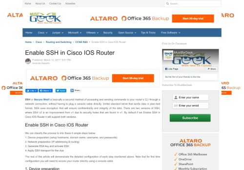 
                            12. Enable SSH in Cisco IOS Router - MustBeGeek