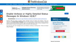 
                            3. Enable Verbose or Highly Detailed Status Messages in Windows