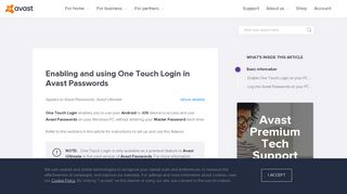 
                            6. Enabling and using One Touch Login in Avast Passwords | Official ...