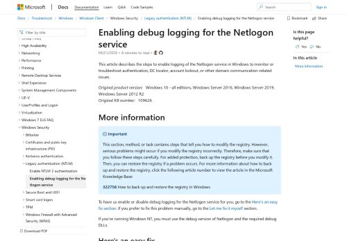 
                            5. Enabling debug logging for the Netlogon service - Microsoft Support