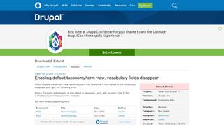 
                            12. Enabling default taxonomy/term view, vocabulary fields disappear ...