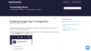 
                            9. Enabling Google Sign In Integration - Teamwork Projects Support