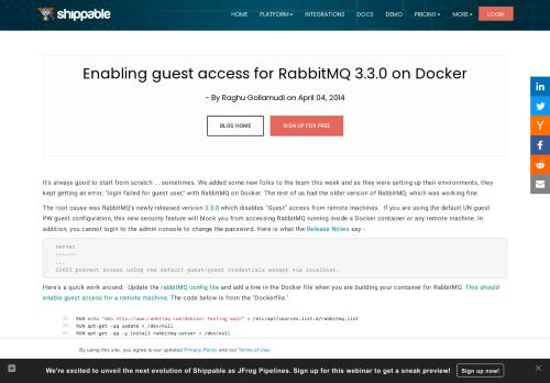 
                            13. Enabling guest access for RabbitMQ 3.3.0 on Docker - Shippable