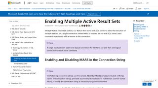 
                            3. Enabling Multiple Active Result Sets | Microsoft Docs