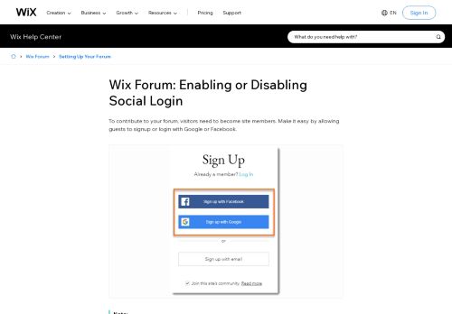 
                            4. Enabling or Disabling Social Login in Wix Forum | Help Center | Wix.com