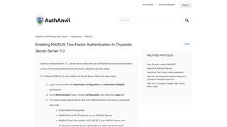
                            13. Enabling RADIUS Two-Factor Authentication in Thyocotic Secret ...
