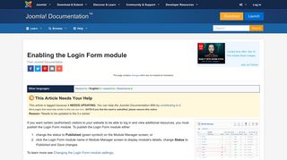 
                            2. Enabling the Login Form module - Joomla! Documentation