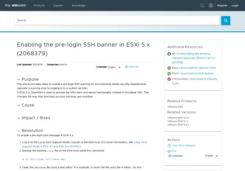 
                            8. Enabling the pre-login SSH banner in ESXi 5.x (2068379) - VMware ...