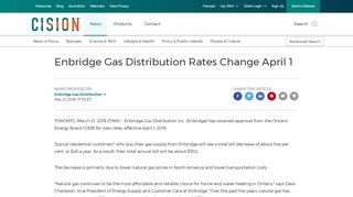 
                            9. Enbridge Gas Distribution Rates Change April 1 - Canada Newswire