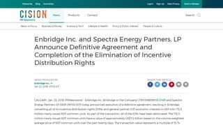 
                            9. Enbridge Inc. and Spectra Energy Partners, LP Announce Definitive ...