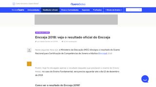 
                            5. Encceja 2018: Veja o Resultado Oficial do Encceja | Revista QB