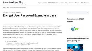 
                            8. Encrypt User Password Example in Java - Apps Developer Blog