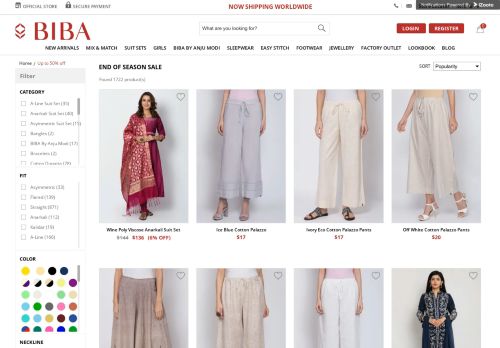 
                            12. End of Season Sale - Online EOSS Sale for Women in India - Biba