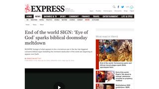 
                            2. End of the world SIGN: 'Eye of God' sparks biblical doomsday ...