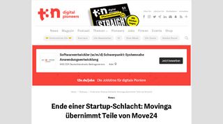 
                            8. Ende einer Startup-Schlacht: Movinga übernimmt Teile von Move24 - t3n