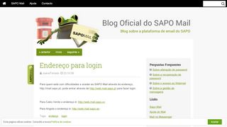 
                            4. Endereço para login - Blog do SAPO Mail