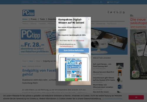 
                            4. Endgültig von Facebook abmelden – so gehts! - PCtipp.ch
