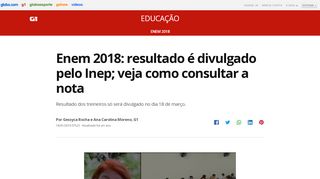 
                            4. Enem 2018: resultado é divulgado pelo Inep; veja como consultar a ...