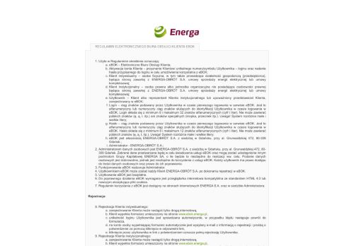
                            8. ENERGA - Elektroniczne Biuro Obsługi Klienta eBOK - Regulamin