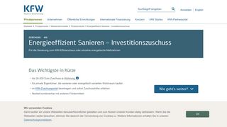 
                            4. Energieeffizient Sanieren – Investitionszuschuss (430) - KfW