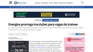 
                            13. Energisa prorroga inscrições para vagas de trainee - JC Concursos