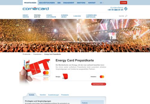 
                            8. Energy Card Prepaid Kreditkarte | Cornèrcard