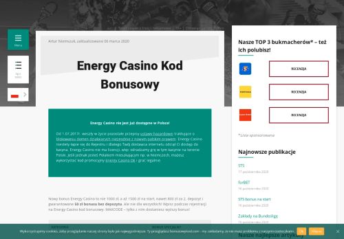 
                            5. Energy Casino Kod Promocyjny 2019 - MAXCODE: darmowe 50zł