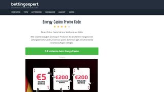 
                            10. Energy Casino Promo Code MAXPROMO – 5 € No Deposit + 5 FS