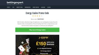 
                            5. Energy Casino Promo Code: MAXPROMO - £5 no-deposit and more