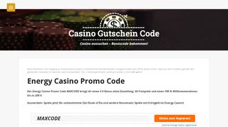 
                            7. Energy Casino Promocode MAXCODE Februar 2019 | Jetzt 5 ...