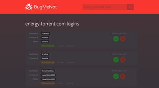 
                            4. energy-torrent.com passwords - BugMeNot