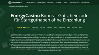 
                            9. EnergyCasino Bonus » 4 Codes & 5€ Gutschein ohne Einzahlung