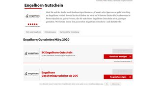 
                            8. Engelhorn Gutschein Februar 2019 | Jetzt 5€ + 70% Rabatt einlösen