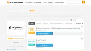 
                            13. engelhorn Gutschein-Liste: 3 Codes, Februar 2019 - Gutscheinsammler