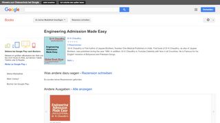 
                            11. Engineering Admission Made Easy - Google Books-Ergebnisseite