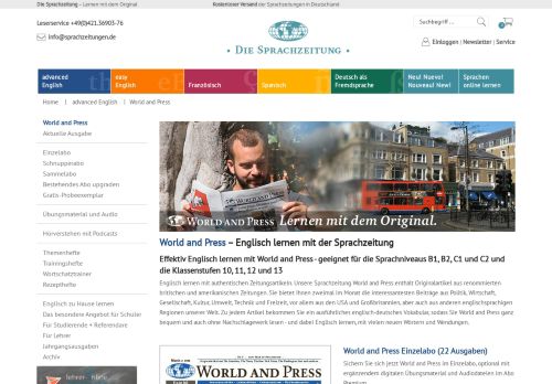 
                            1. Englisch lernen - Sprachzeitung Englisch World and Press