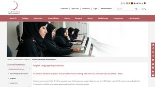 
                            8. English Language Requirements - Zayed University