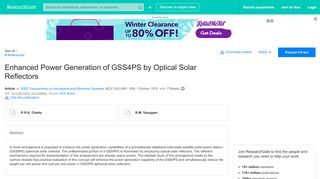 
                            6. Enhanced Power Generation of GSS4PS by Optical Solar Reflectors