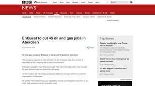 
                            12. EnQuest to cut 45 oil and gas jobs in Aberdeen - BBC News